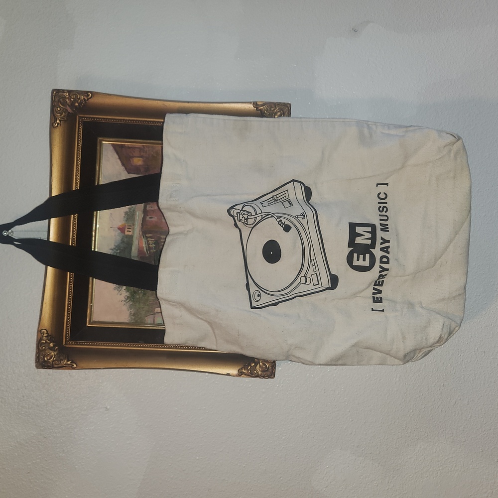 Everyday music records tote bag